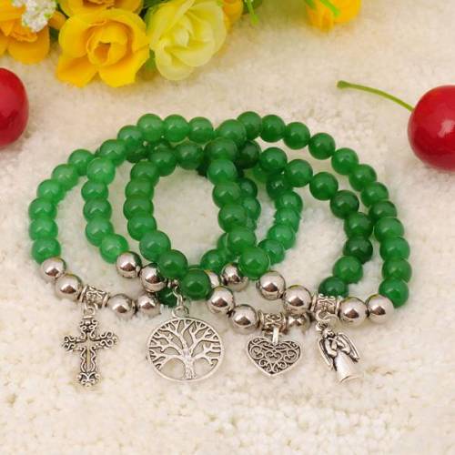 Natural Green Aventurine Bracelet Gemstone jewelry alloy pendants