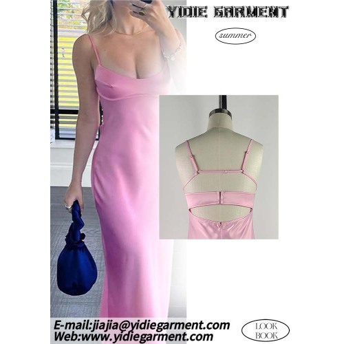 Vintage Backless Thin Straps Female Dresses