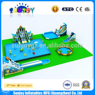 Newest Giant Inflatable Water Park / High Quality Inflatable Slide With Pool