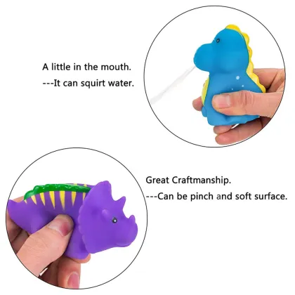 Bath Toys Bathroom Toys For Kids Rubber 6Pcs Silicone Dinosaur Baby Bath Toys Cute Animal Water Bathing Shower Fun Toy #20