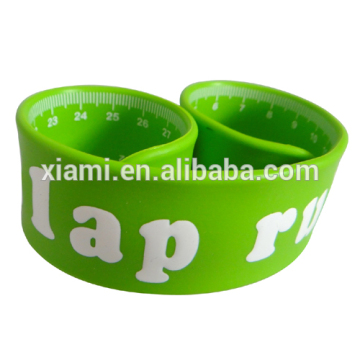2016 promotional gift custom cheap printed rubber silicone ruler slap bracelet
