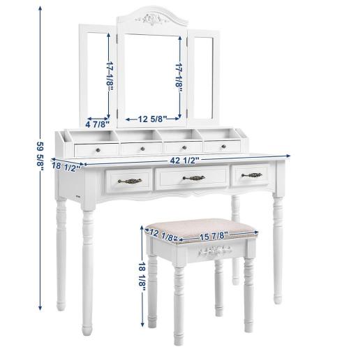 China dressing makeup desk with drawers cushioned stool Supplier