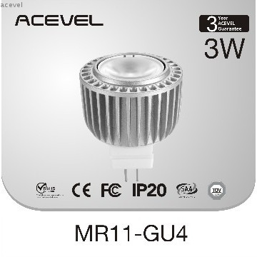 replacement of 20W incandescent, 3W LED spot light MR11 GU4