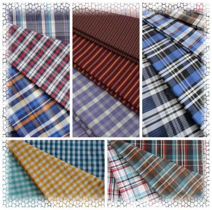 Poly cotton no shining yarn dyed woven fabric