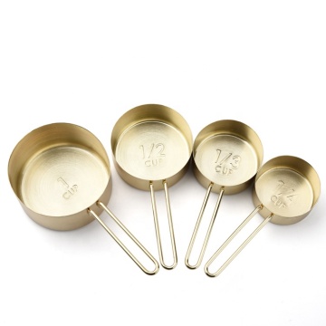 Stainless Steel 4-Piece Measuring Cups Set with Long Handle and Spout