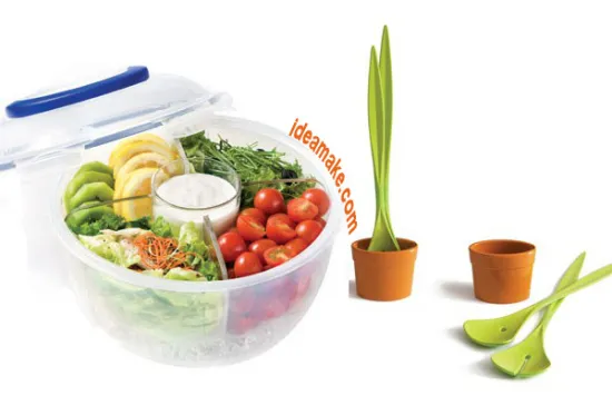 2015 new BPA Free 6L Plastic Salad Bowl with sauce cup and lid