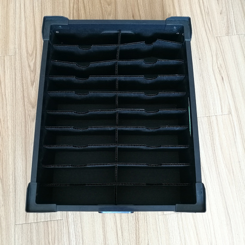 Caja de plástico corrugado negro antiestático con divisor