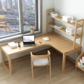 L-shaped Desk with Bookshelf Wood Writing Desk