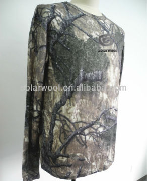 Mens 100& Merino Wool Hunting Camo Crew