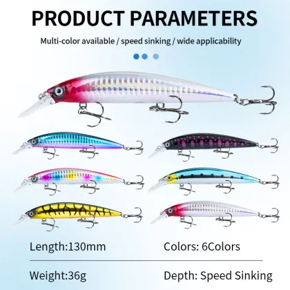 2023 New 130mm 36g 3D Slow Diving Saltwater Jerkbait Lure