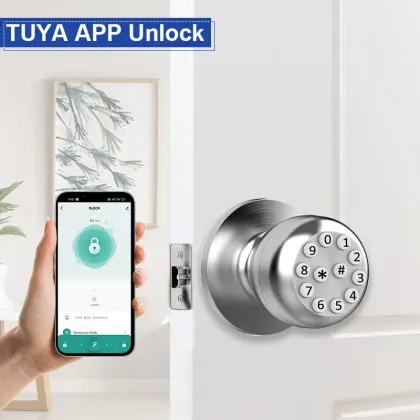 Smart Round Digital Knob Password Code Indoor Door