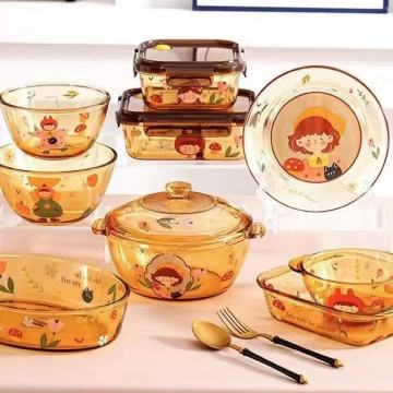 Exquisite Glass Printed Dinnerware Set