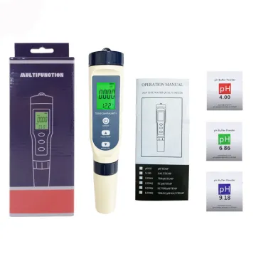 5-in-1 Digital Hydrogen Meter for Home Farm Hydroponics and Laboratory (0.01-14.00pH, 0-10000ppm, 10.1-200ppt)