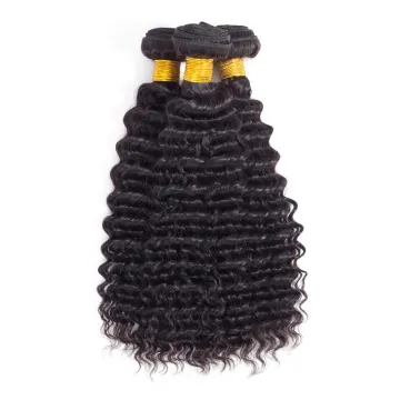 Deep wave bundles with closure  Natural color Indian  Deep wave hair  weave Wholesale Human No Tangle No shedding Remy hair