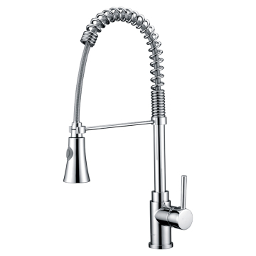 Pulling kitchen dishes tap