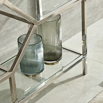 Popular Wholesale Indoor Glass Top Gold Bookshelf for Living Room