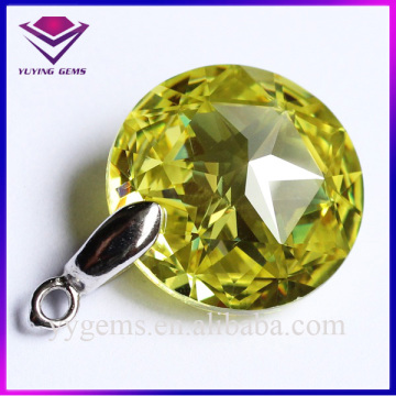 Brilliant Round Shape CZ Stone Faceted Cut Olive Cubic Zirconia Pendant Gemstone Jewelry