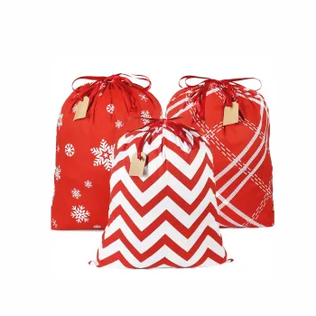 Custom Reusable Cotton Drawstring Gift Bags for Christmas & Thanksgiving
