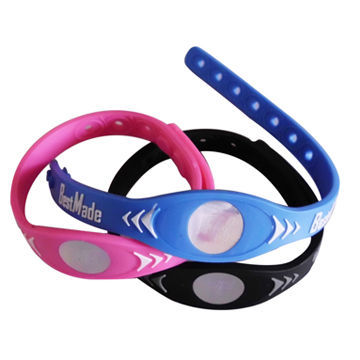 Promotional Silicone Bracelets with Embossed Logo, Customized Sizes are Welcome