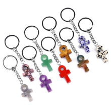 Gemstone Handmade Craved Ankh Pendant (20x30mm) Keychain