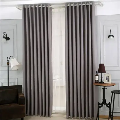 Polyester Gray Blackout Curtains Set of 2 - Thermal Insulated Bedroom Curtains