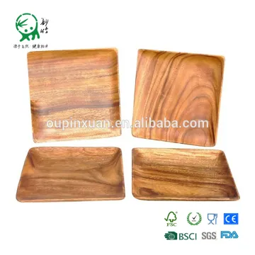 Factory price natural acacia wooden serving tray set of 4