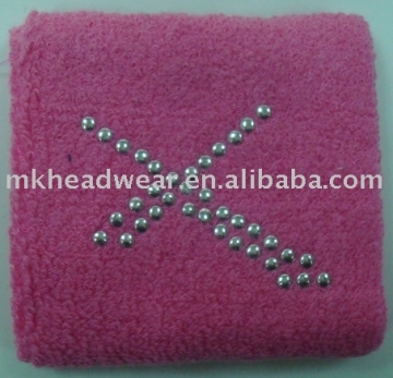 100% cotton wristbands with "nail head " logo