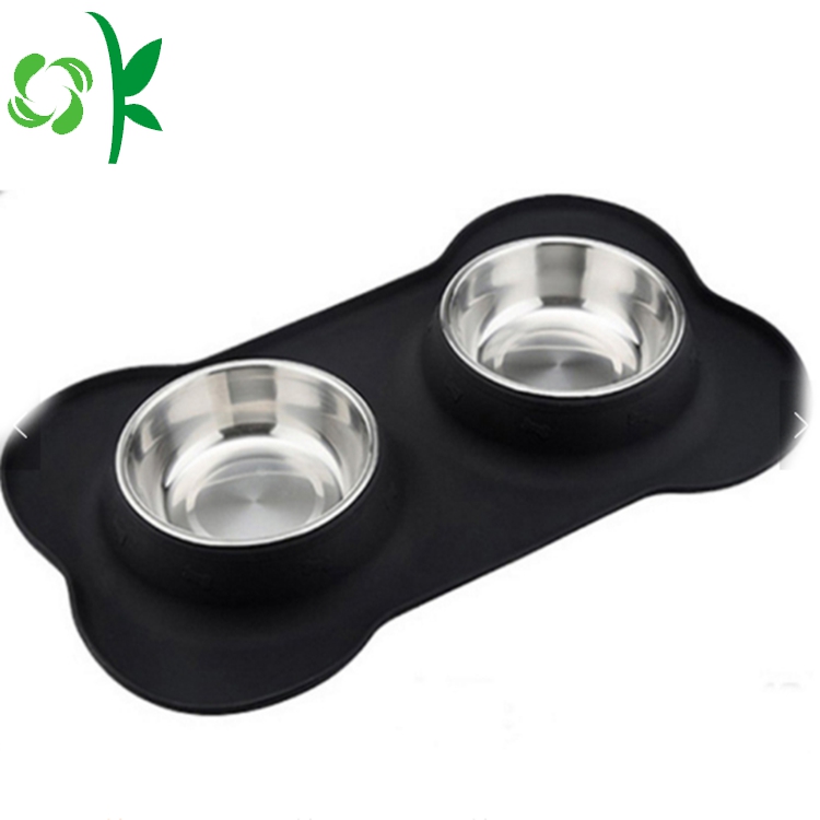 Non-slip Skid Silicone Bowls with Stainless-steel Dog Bowl