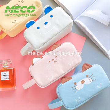 Simple plain canvas pencil bags cartoon pencil case is big capacity