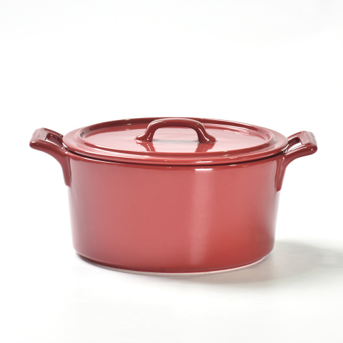 Customized Round Shape Ceramic Casserole Dish With Lid