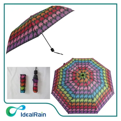 beautiful colorful custom print 3 fold art umbrella