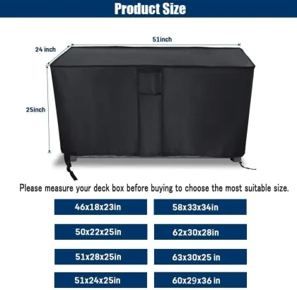 Waterproof Outdoor Storage Box Cover for Keter XXL 230 Gallon Deck Box - Black