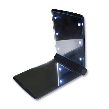 Folding Mirror with LED Lights, Measures 105 x 78 x 10.9mmNew