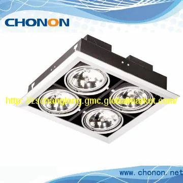 4x50W Adjustable downlight with polished aluminum diffuser