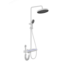 White Digital Display Light Bathroom Rainfall Shower Set