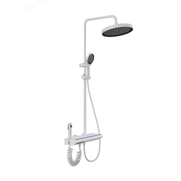 White Digital Display Light Bathroom Rainfall Shower Set