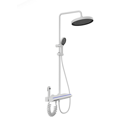 White Digital Display Light Bathroom Rainfall Shower Set