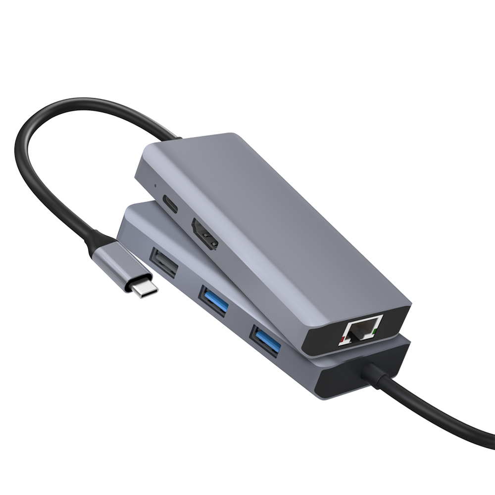 6 IN1 Typ-C USB Hub UHD mit RJ45