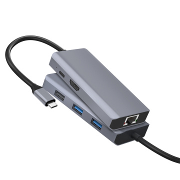 6 IN1 Typ-C USB Hub UHD mit RJ45