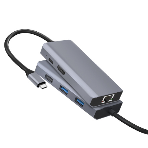 6 In1 Type-C USB Hub UHD met RJ45