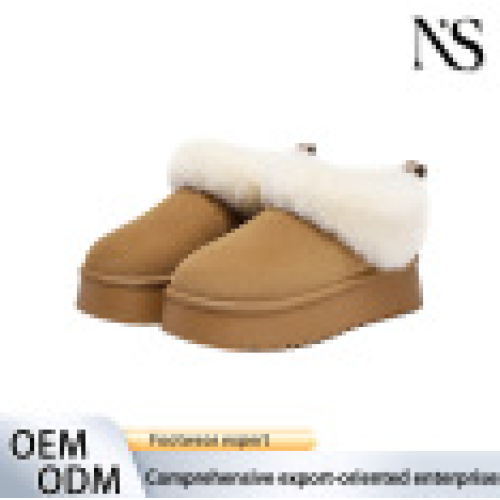 Bottes d'hiver en daim camel à semelle épaisse