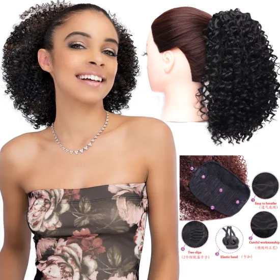 Cheap Puff Afro Kinky Curly Ponytail Synthetic Hair For Women Wrap Around Drawstring Ponytail Clip In Hair Extension