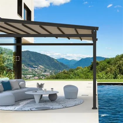 Motorized Pergola Awning: Retractable Aluminum Sunshade Awning for Pergolas
