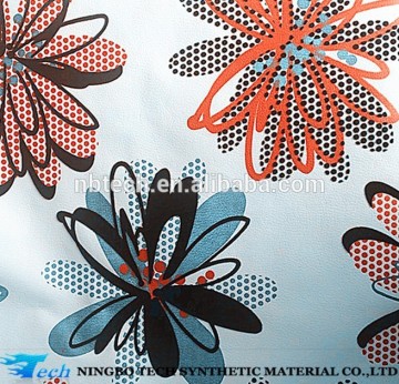 Big flower design pu artificial leather furniture sofa leather