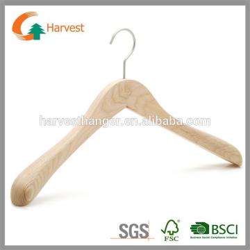 Wooden hanger with wide shoulder