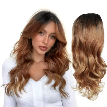 wholesale ginger synthetic wigs ombre blonde wavy wig heat resistant synthetic fiber Long Curly wigs  for black women
