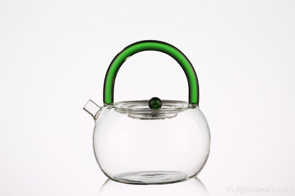 กาน้ำชาแก้วทนความร้อน Borosilicate แฮนด์เมด