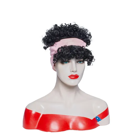 Wholesale Short Kinky Curly Synthetic Hair Wigs Headband Wig with Bangs for Black Women High Puff Half Wigs