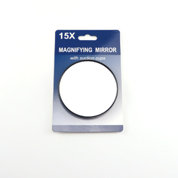 Amazon Hot Sell Magnifying Glass Mirror: 8.8cm Round, Accompanied by Paper Card and Two Double Suction Cups