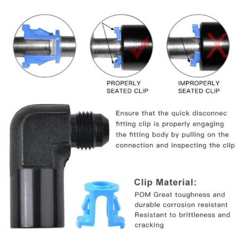 Black aluminum+plastic AN6 quick connect EFI adapter fitting